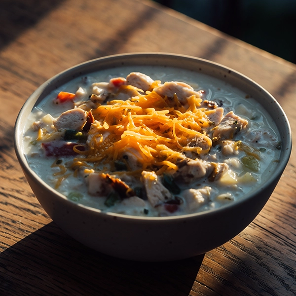 White Chicken Chili with Cheddar Cheese